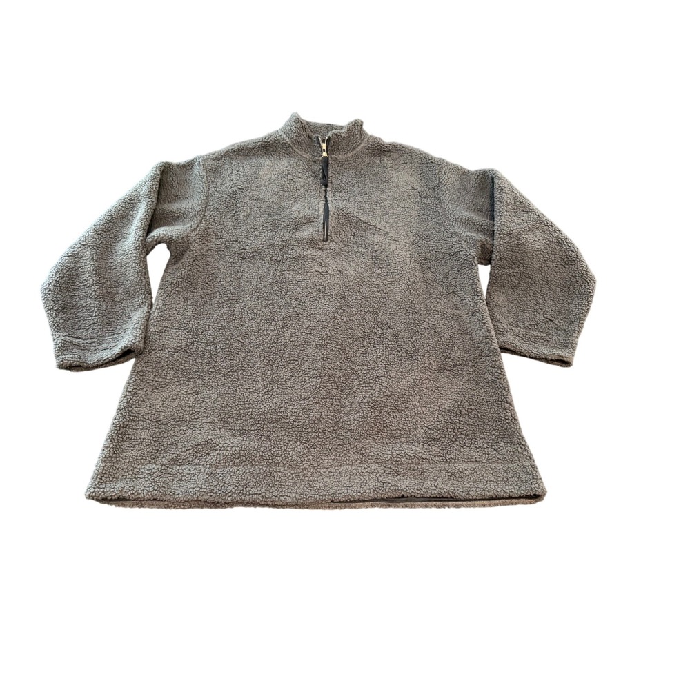 Mango Home Mens Gray Sherpa Fleece Quarter Zip Pullover Sweater Large